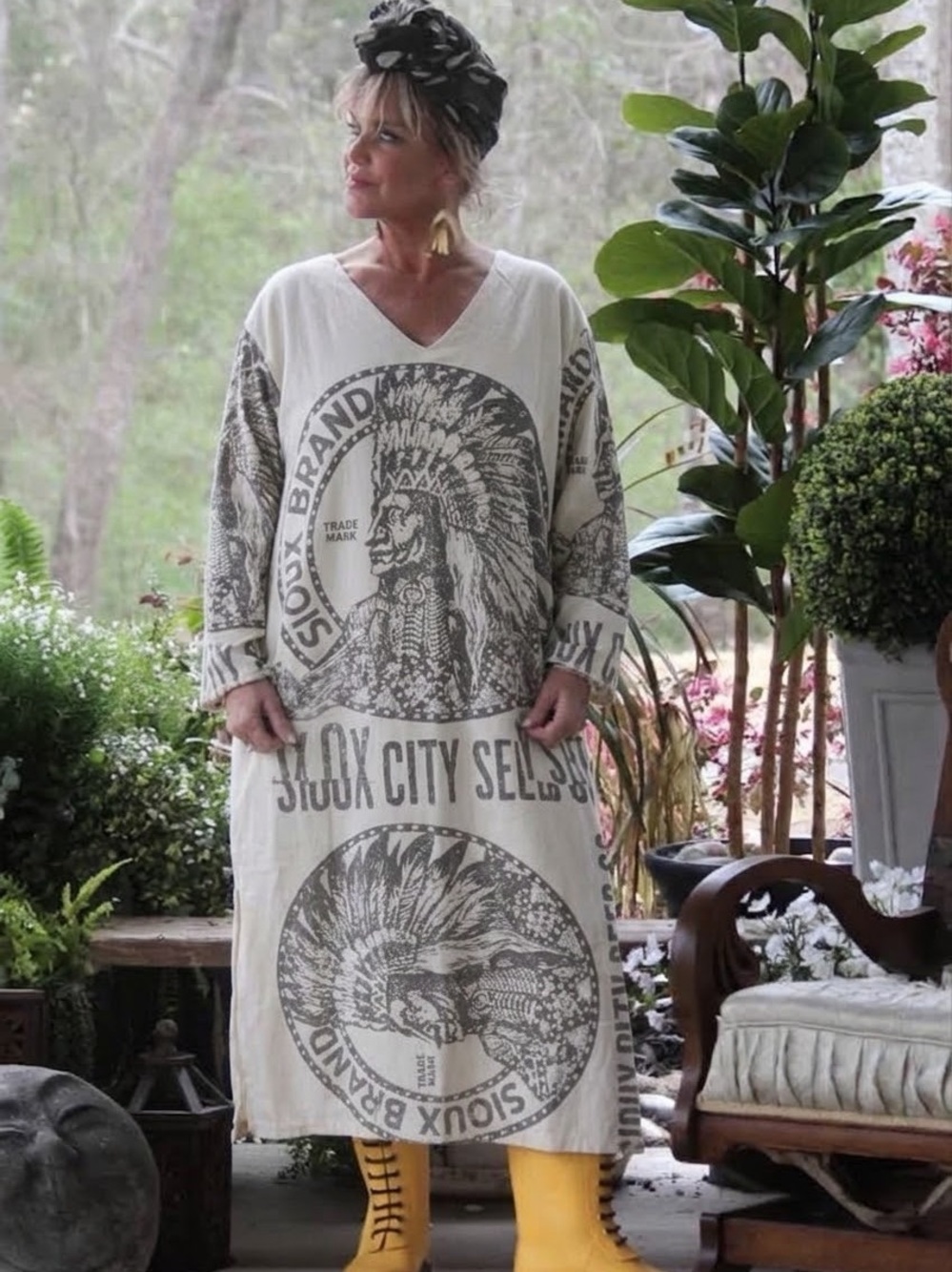 New Jaded Gypsy Weekend Mercantile Sioux City Maxi Dress with Native Print